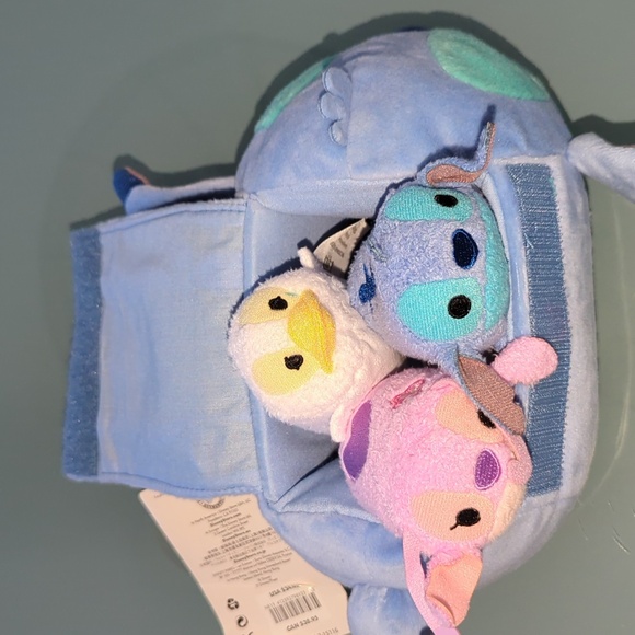 Vintage Disney Stitch Tsum Tsum Plush Set, Small Bag 8" Bag and 3 Stuffies - Picture 8 of 8